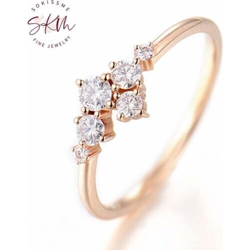 SKM 14K rose gold Trendy moissanite rings for women delicate rings wedding rings designer Luxury Fine Jewelry