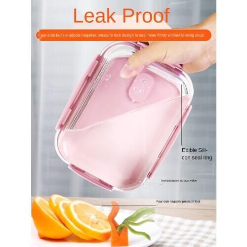 Glass Lunch Box Microwaveable Dedicated for Heating Student Office Worker Lunch Box Grid Preservation Insulation Separated Bento