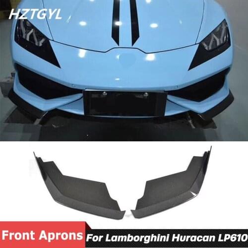 DM Style Carbon Fiber Front Bumper Lip Splitters Side Aprons For Lamborghini Huracan LP600 LP610 2014-2017
