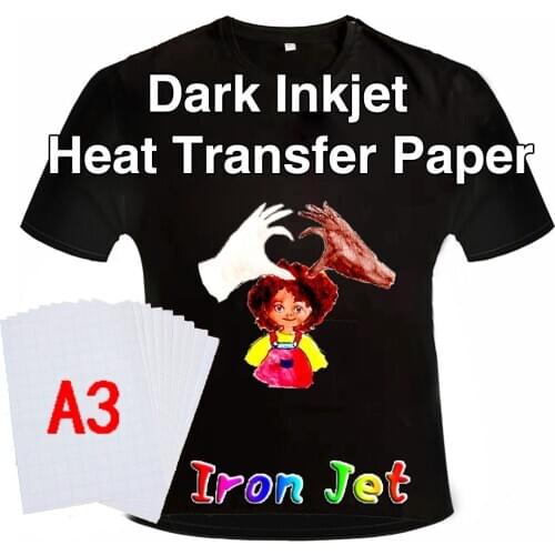 A3 Dark Color Cotton Cloth DIY Iron Heat Press Print Paper T-shirt Inkjet Sublimation Printing Paper Thermal Transfer Paper