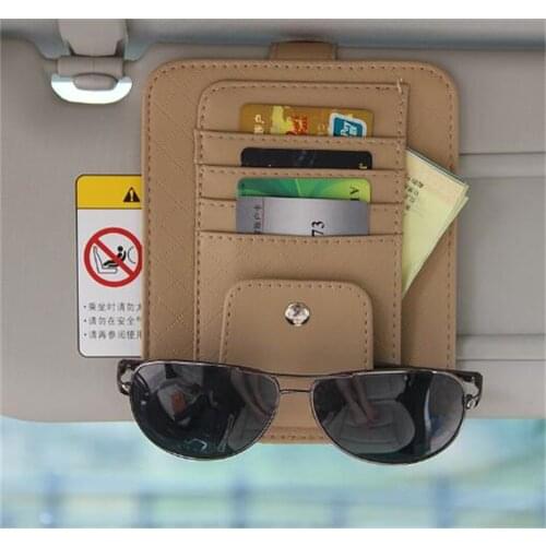 Universal Car Leather Eye Glasses Card Bill Holder Clip Car Accessory Sun Visor Sunglasses Credit Card Cover