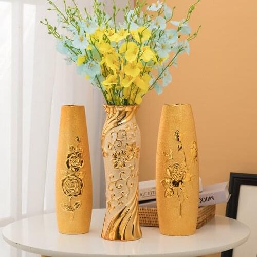 Nordic gold ceramic vase home wedding decoration simple living room flower arrangement European modern creative decoration home