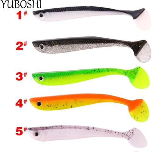 YUBOSHI 6.2g/10.5cm T-tail 3D Eyes Fluorescent Small Fish Soft Lure High-quality Creative Fishing Fake Lure Fishing Tackle