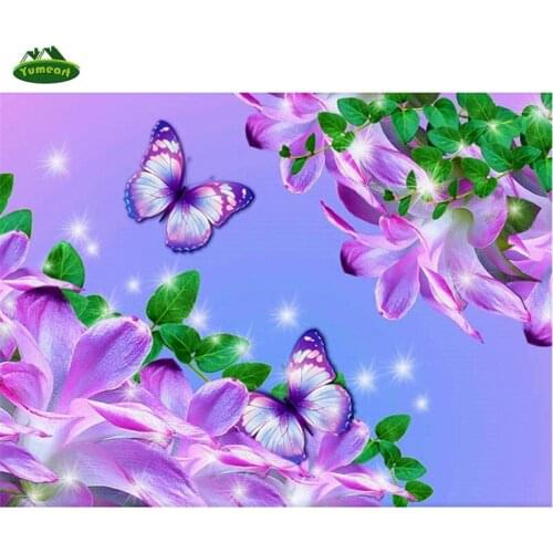 YUMEART Wedding Decor 5D DIY Diamond Embroidery Purple Butterfly Diamond Painting Cross Stitch Rhinestone Mosaic Kits