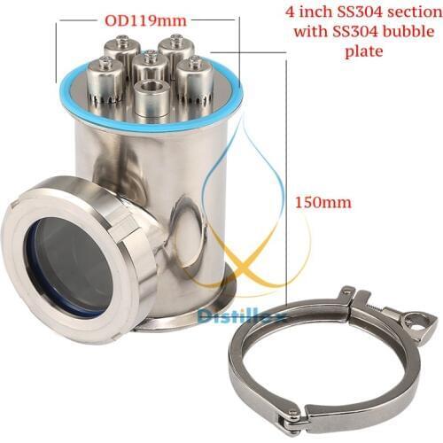 Clamp 4" 102mm(OD119mm ) SS304 bubble plates section with SS304 bubble plate for distillation. Moonshine Still