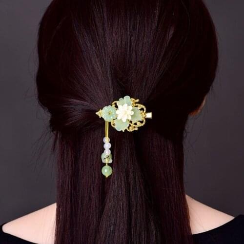 Women Hair Jewelry Glass Glazed Flower Hair Claws Handmade Ethnic Hairpins Clips Classic Gift for Women