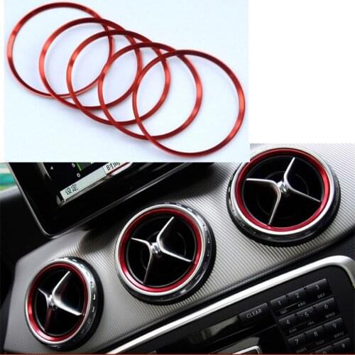 10Set Car air conditioner outlet decorative circle red aluminum alloy for MB A B CLA GLA-Klasse Auto decoration accessories