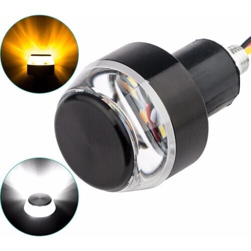 2pcs DC Motorcycle LED Lightings Yellow And White Double Light Modified Handlebar LED Turn Signal For Cafe Racer