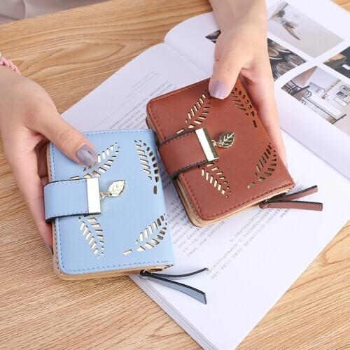 2020 Popular Women 's Wallet Short PU Leather Wallet Student Fashion Zip Card Short Wallet