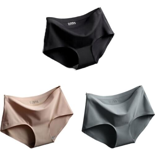 3 PCS/LOT new fashion traceless panties women ice silk sexy lady large size triangle panties female underwear lingerie briefs