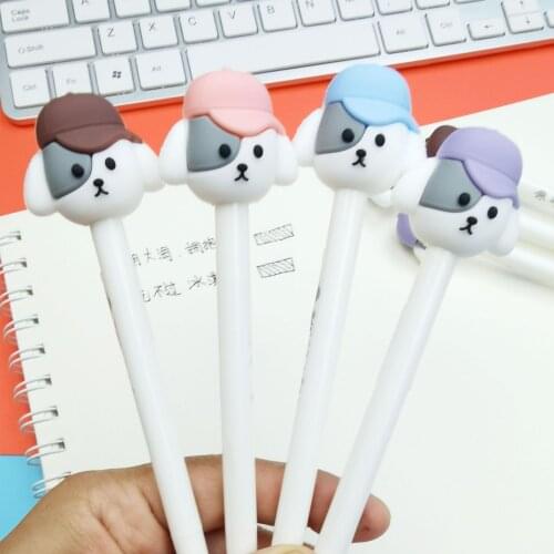 36pcs Korean creative stationery student supplies cartoon dog press black water-based signature pen cute press neutral pen