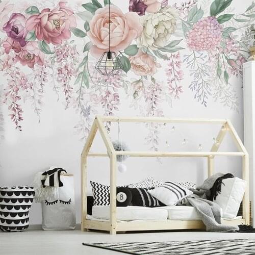 Custom 3D Wallpaper Wall Painting Hand Painted Retro Flowers Sofa TV Background Wall Mural Decorative Wallpapers For Living Room