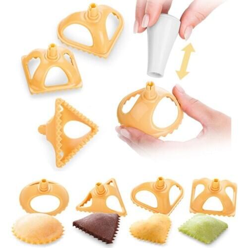 4pcs Household Dumpling Mould Creative Triangle Round Kitchen Four-piece Dumpling-making Device Kitchen Tools Dining Gadgets