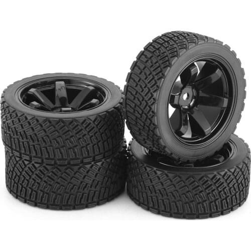 4 Pcs Tires And Wheels Rim Complete For 1 / 10 Flat Sports Car Pull Car HSP94123 LC PTG-2 Fine Workmanship