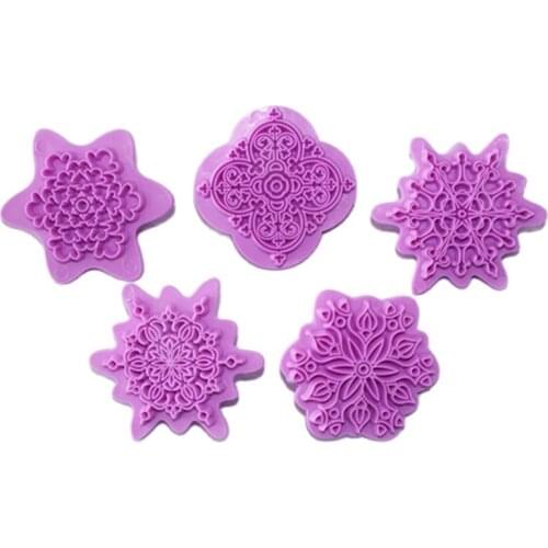 Delidge 5Pcs/Set Lace Pattern Flower Shape Plastic Cookie Cutter Mold Fondant Pastry Cake Decorating Confectionery Tool E329
