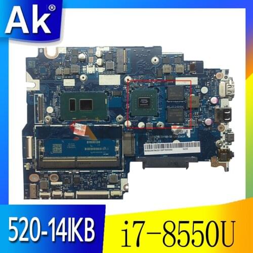 Akemy For Lenovo YOGA 520-14IKB Flex 5-1470 Laptop Motherboard LA-E541P CPU i7-8550U GPU MX130 2GB Tested 100% Work