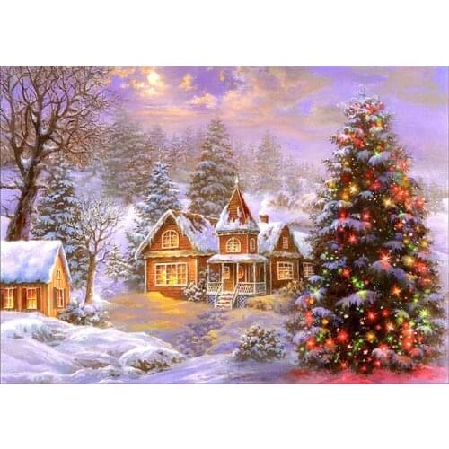DIY 5D Diamond Painting Winter Snow Scenery Diamond Embroidery Christma Cross Stitch Full Round Drill Rhinestone Home Decor Gift