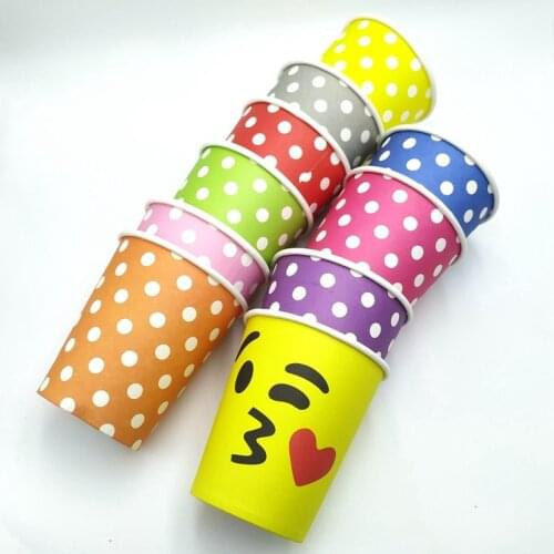 12pcs White Paper Hot Cups Rainbow Polka Dots Paper Cups Disposable Hot Beverage Paper Coffee Cups Paper Cups For Party