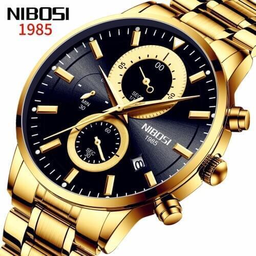 2020 NIBOSI Mens Watches Fashion Top Brand Luxury Business Automatic Quartz Watch Men Casual Waterproof Watch Relogio Masculino