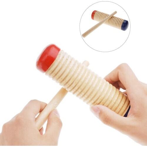 Wooden Guiro Shaker Stick Kids Children Percussion Musical Instrument Rhythm Toy