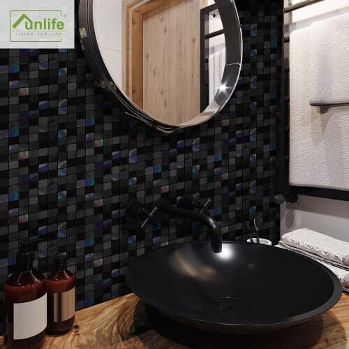 Funlife® Black Rainbow Mosaic Tile Sticker Wall sticker kitchen DIY Easy to Clean Peel&Stick Self-Adhesive Kitchen Backsplash