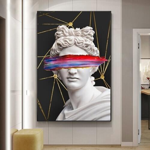 Graffiti Art Vaporwave Sculpture Of Apollo Canvas Art Posters Canvas Paintings On the Wall Art Cover Face Art Of Apollo Pictures