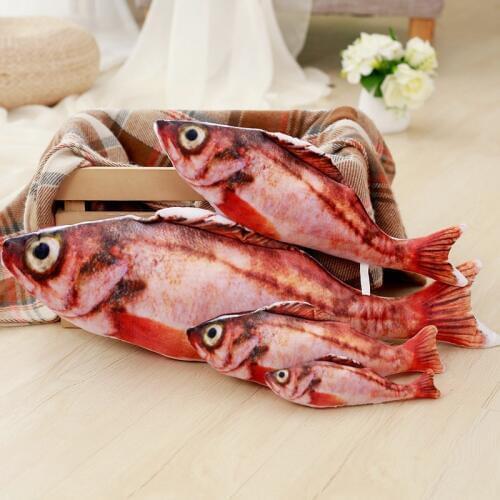 20cm/30cm/40cm Simulation Funny Fish Plush Toy Soft Cartoon Animal Red Rock Fish Stuffed Doll Creative Toys for Cat Dog Gifts