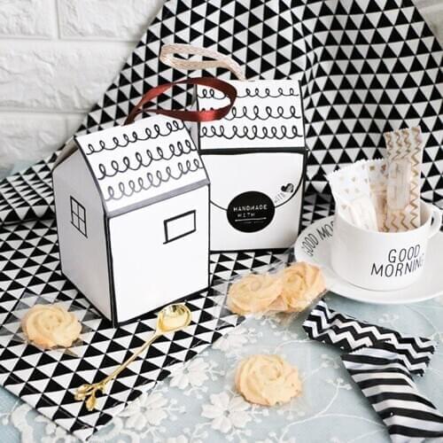 House-Shape Candy Box Biscuits Container Marriage Gift For Party & Gathering Use As Decoration Party Supplies With Red Rope