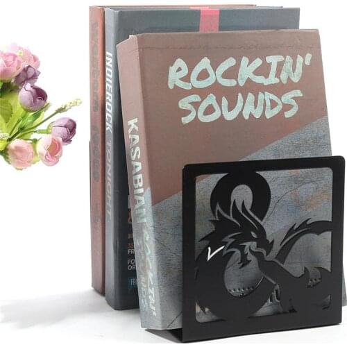 Creative Dragon Silhouette Metal Book Ends Non-Skid Decorative Bookends Book Shelf Holder Store Heavy Books For Desktop Sort Out