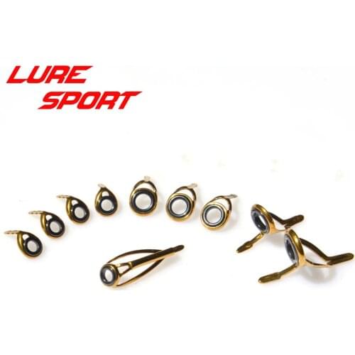 LureSport KT KW guide MN Top 10pcs Guide set Gold Steel frame sic ring rod guide Rod Building component Repair DIY Accessory