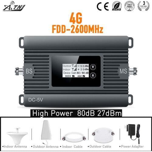 New product! High Gain 4G 2600MHz Cell Phone Signal Repeater Signal Amplifier Cellular Signal Booster full set with LCD Display