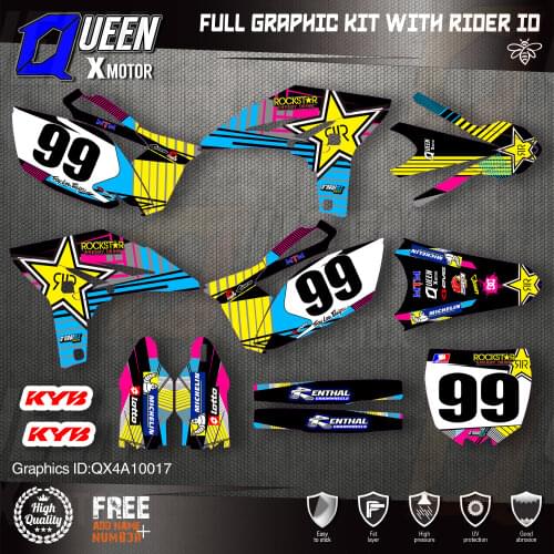 QUEEN X MOTOR Custom Team Graphics Backgrounds Decals 3M Stickers Kit For YAMAHA 2010-2013 YZF250 016