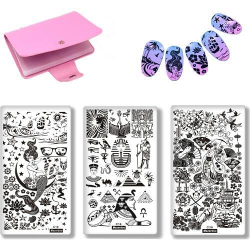 Mermaid Egypt Exotic Nail Art Stamping Plate DIY Nails Beauty Image Stamp Polish Plates Manicure Template Painting Tools 4PC/Set