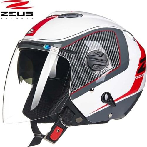 ZEUS Electric Motorcycle Helmet open face 202FB Double Lens Motocross Accessories Moto Bicycle Scooter Hat M L XL XXL XXXL