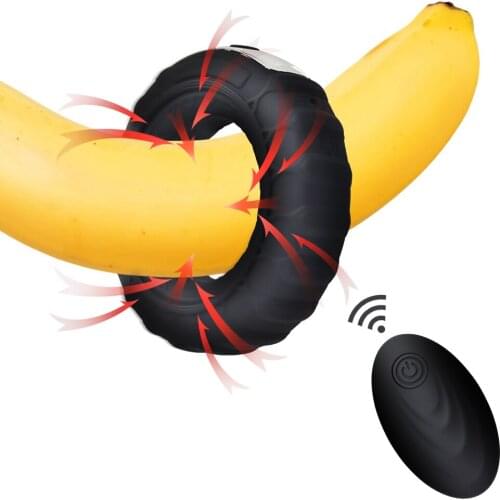 Silicone Vibrating Ring Penis Vibrator Massager Delay Ejaculation Cock Lock Ring with Remote Control Erection Sex Toys for Men