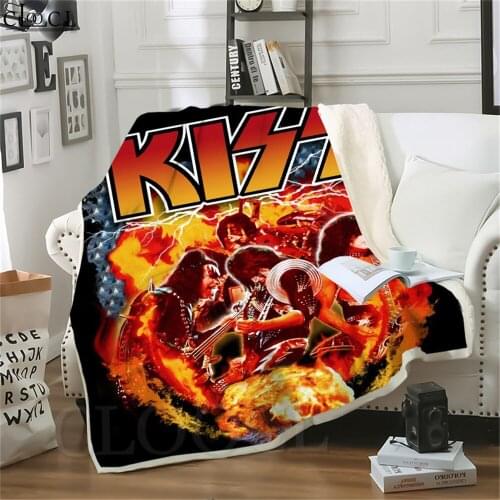 Thicken Blanket Stars Rock Band KISS 3D Throw Blankets for Beds Fluffy Adult Quilts Teenager Home Decoration Sofa Beddings