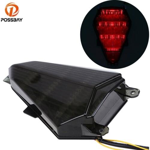 POSSBAY Motorcycle Tail Light LED Brake Rear Stop Light For Yamaha YZF R6 2006 2007 Cafe Racer Turn Signal Lamp Taillight