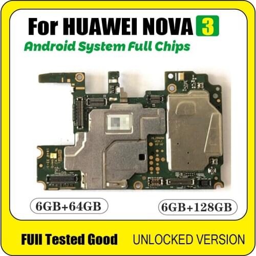 Factory Unlocked For HuaWei NOVA 3 Motherboard 6+64GB 6+128GB Unlocked Logic Board Full Chips Mainboard For HuaWei NOVA 3