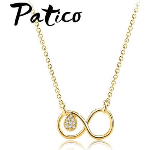 24K Gold Coated Jewelry Number Eight Pendant Necklace for Women Luxury Party 925 Sterling Silver Jewelry Gifts Wholesale
