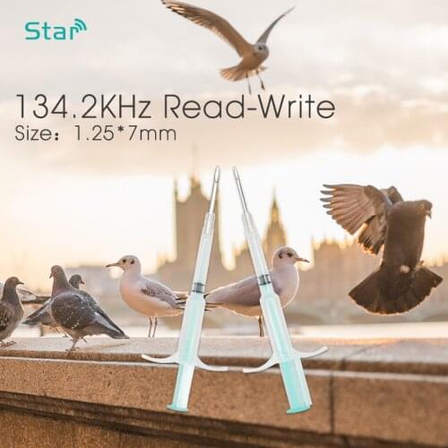 1.25x7mm dog microchip animal syringes ID implant pet chip needle vet RFID injector PIT tag for aquaculture arowana fish farm
