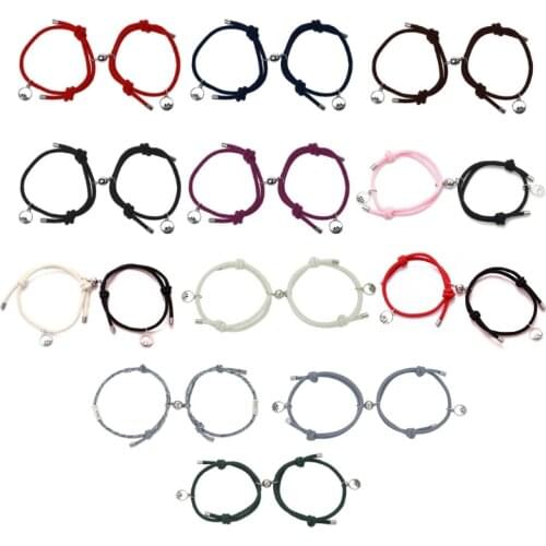 2Pcs Minimalist Lovers Matching Friendship Bracelet Rope Braided Couple Magnetic Distance Bracelet Kit Lover Jewelry