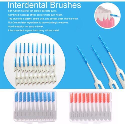40pcs Interdental Between Teeth Floss Brush Elastic Massage Gum Toothpick
