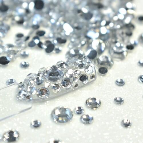 400/1000pcs Nails Art Rhinestones Mix 2mm 3mm 6mm Clear Crystal Round Beads Nails DIY Transparent Rhinestone for Fingers