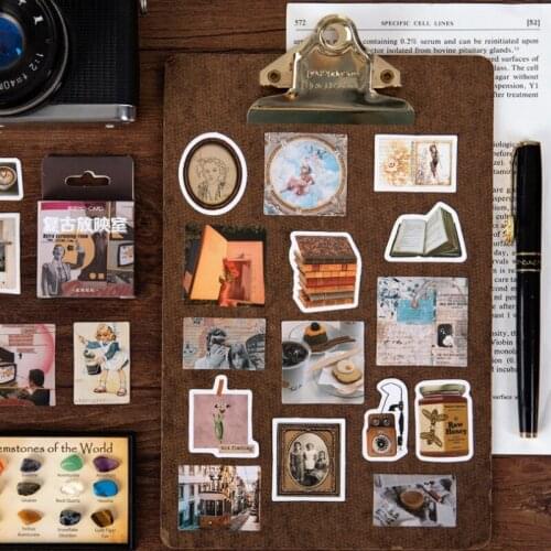 46pcs Retro Poster Coffee Paper Diary Mini Cute box Stickers Scrapbooking Journal Stationery