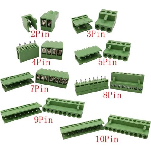 5Pairs HT3.96 PCB Screw Terminal Block Connector Pitch 3.96mm Straight Needle Plug Socket 3.96 2/3/4/5/6/7/8/9/10 Pin Connector
