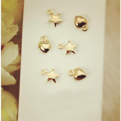 50pcs Star Heart European Charm Bracelet Metal Floating Locket Charms Pendant For Fashion Jewelry Cute Charm Diy Accessories