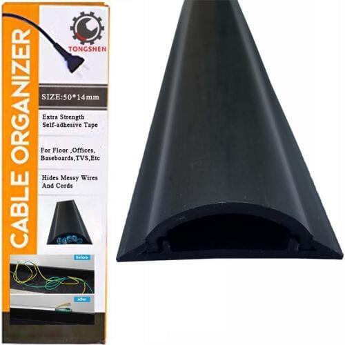 50x14mm Black PVC Floor Cable Cover Cable Protector Protect Cords and Prevent a Trip Hazard Wire Cover Overfloor Cord Protector