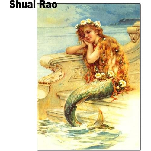 Diy Diamond Painting Fantasy mermaid angel Cross Stitch Diamond Embroidery 5D Decoration Full Square round Drill Handmade decor