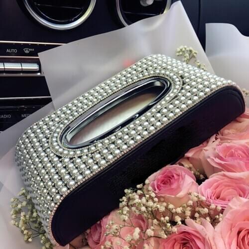 Car Luxury Diamond Rhinestone BEAUTY Decor Tissue Box Holder for Home Car Office