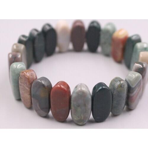 Grade A Colougful Agate Bracelet Width 20mm Oval Bead Link Chain Diameter 55-60mm For Woman Man